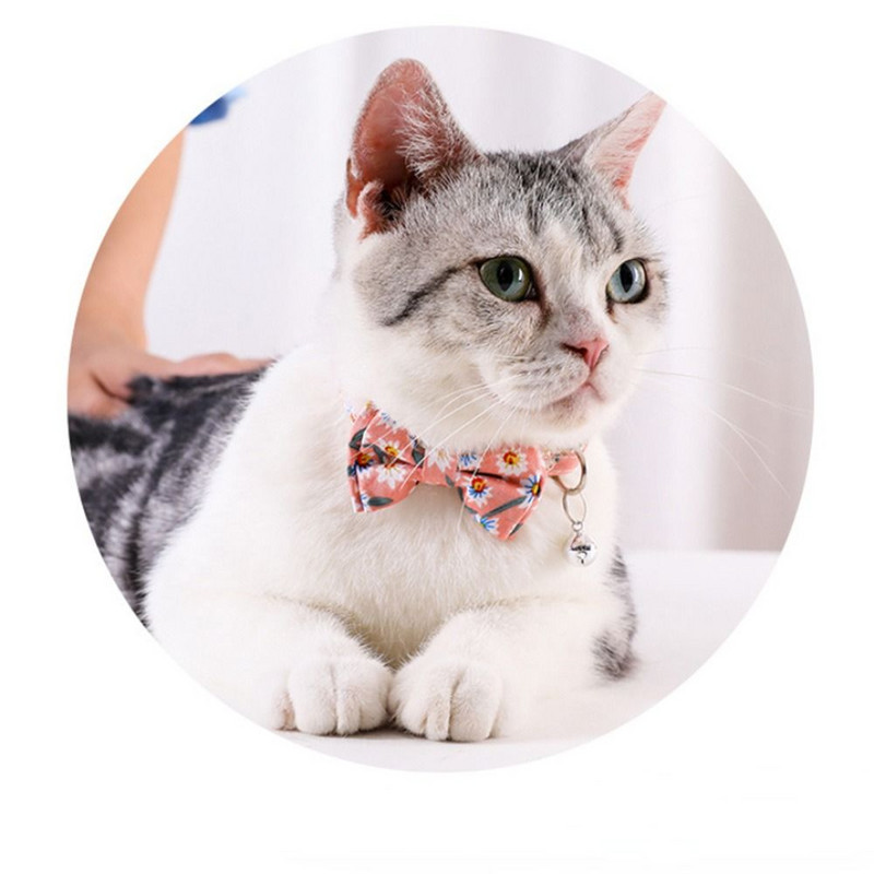 Colier drăguț ajustabil pentru animale de companie, cu papion, clopoțel, pisică, câine, guler de nailon, petrecere de Crăciun, papion pentru pisici, cravată de culoarea bomboanelor