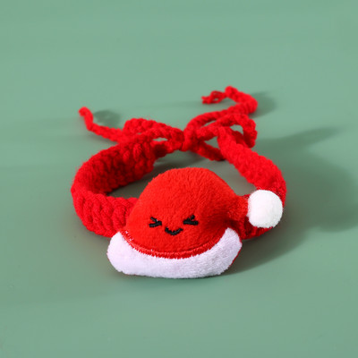 Jõuludeks kootud kassi koera kaelarihm Multikas plüüsist jõuluvana/kellakee kutsika kassipojale 2024. aasta lemmiklooma kaelakaunistusega kaelarihm