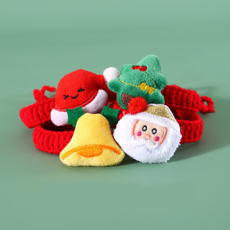 Jõuludeks kootud kassi koera kaelarihm Multikas plüüsist jõuluvana/kellakee kutsika kassipojale 2024. aasta lemmiklooma kaelakaunistusega kaelarihm