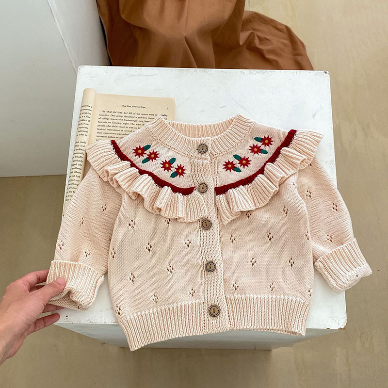 MILANCEL Βρεφικά πουλόβερ Κέντημα γιακά Κοριτσίστικες Ζακέτες Χαριτωμένο πλεκτό παλτό