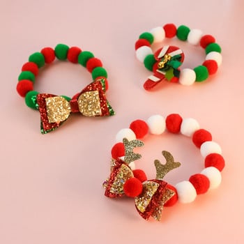 Χριστουγεννιάτικο κατοικίδιο από βαμβακερό ζεστό ρυθμιζόμενο κολάρο βελούδινη μπάλα σκύλος γάτας Άγιος Βασίλης/Χιονάνθρωπος/Κουδούνι/Αλκη/Δώρο Αξεσουάρ για παπιγιόν