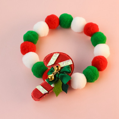 Vianočný bavlnený teplý nastaviteľný plyšový obojok s loptou pre mačku a psa, Santa Claus/snehuliak/zvonček/los/darčekový motýlik s náhrdelníkom a doplnkami