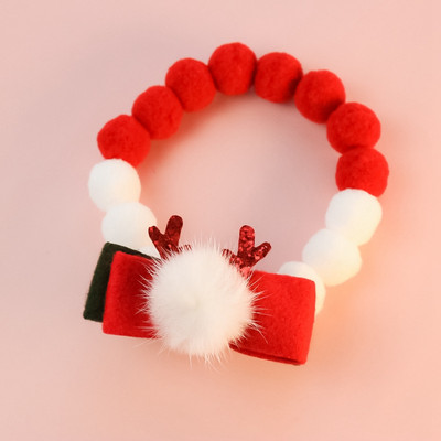 Vianočný bavlnený teplý nastaviteľný plyšový obojok s loptou pre mačku a psa, Santa Claus/snehuliak/zvonček/los/darčekový motýlik s náhrdelníkom a doplnkami
