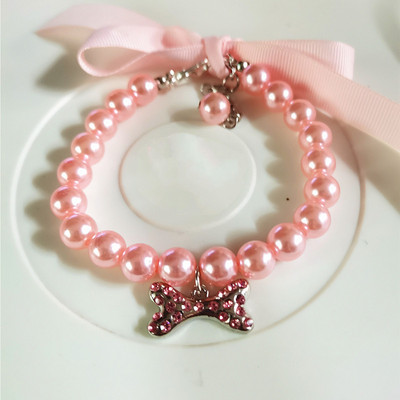 Ρυθμιζόμενο κολιέ με μαργαριτάρια κατοικίδιων ζώων για γάτες Gotas Animals Fashion Rhinestones Sphynx Collar Cat Kitten Dog Collier Chat