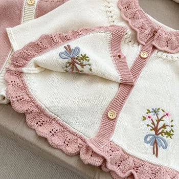 MILANCEL 2023 Ins Style Baby Girls Knit Ζακέτα Ρετρό Βρεφικό πουλόβερ με γυριστό γιακά