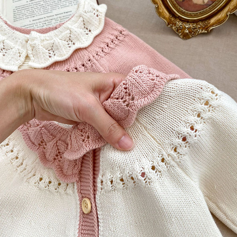 MILANCEL 2023 Ins Style Baby Girls Pletený kardigan Retro odhrnutý golier Detský sveter