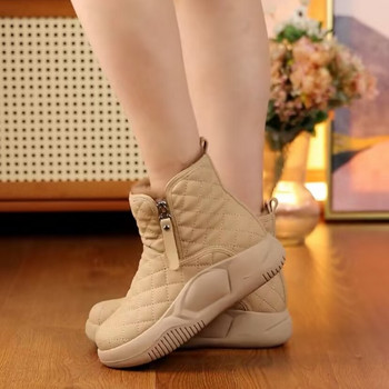 Дамски ботуши на платформа Зимни ежедневни обувки с цип за жени Водоустойчиви неплъзгащи се ботуши на глезена Дебела подметка Плюшени снежни ботуши Дамски