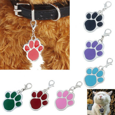 Collar Pet Paw Dog Puppy Cat Anti-Lost ID Name Tags Pendant Charm Accessories