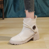 Botines Moteriški batai ant kulkšnies, 2023 m. rudens žiemos mados aukštakulniai odiniai batai, kietas užtrauktukas, laisvalaikio moteriški batai apvalūs trumpi batai