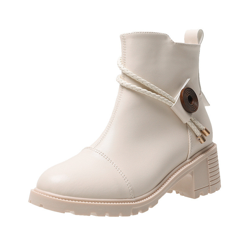 Botines Moteriški batai ant kulkšnies, 2023 m. rudens žiemos mados aukštakulniai odiniai batai, kietas užtrauktukas, laisvalaikio moteriški batai apvalūs trumpi batai