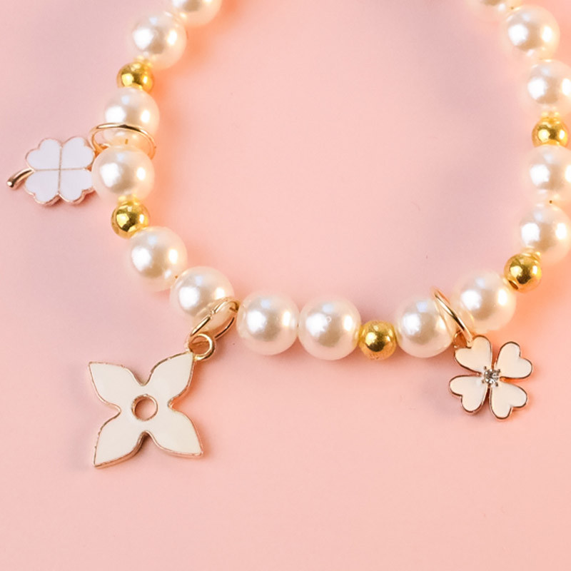 Υψηλής ποιότητας 1 τεμάχιο Pet Pearl Κολιέ Ρυθμιζόμενο κολάρο για σκύλους μόδας με τετράφυλλο κρεμαστό τριφύλλι για κουτάβι γατάκι Προμηθευτής