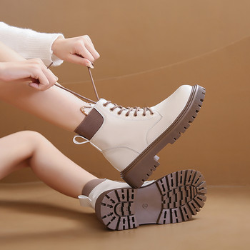Дамски обувки 2023 г. Дамски ботуши с платформа и връзки Модерни ботуши Дамски метални декорации Обувки с ток с резени пръсти Дамски