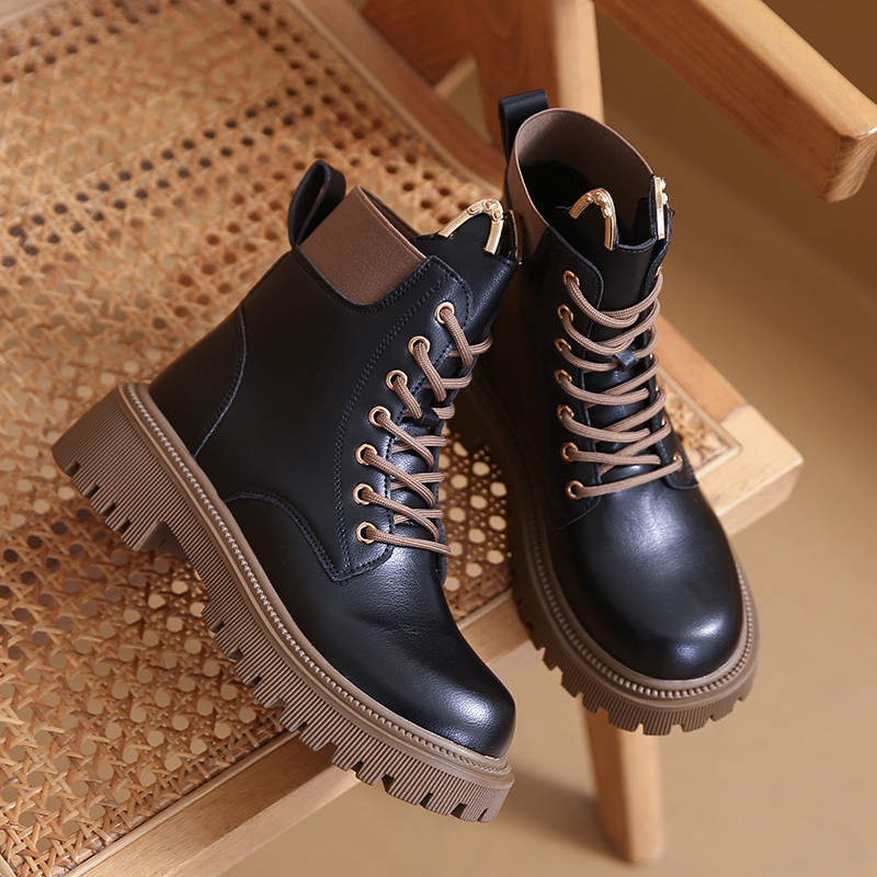 Παπούτσια Γυναικεία 2023 Γυναικείες μπότες Πλατφόρμα με κορδόνια Μοντέρνες Γυναικείες μπότες Μεταλλική διακόσμηση Γυναικεία παπούτσια με τακούνι με στρογγυλά δάχτυλα