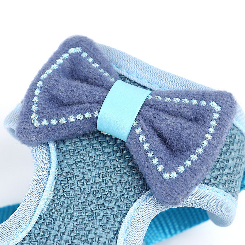 Drăguț, pisică mică, ham pentru câini, set de lesă, accesorii cu fundă, plasă reglabilă din nailon, ham pentru cățeluș, cu lesă, pentru chihuahua pug