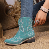 2023 Χειμερινά γυναικεία μποτάκια μόδας για γυναικεία slip-on τετράγωνο τακούνι Γυναικεία παπούτσια με χαμηλό τακούνι Basic Hot Sale Γυναικείες μπότες