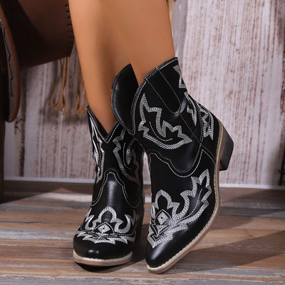 2023 Χειμερινά γυναικεία μποτάκια μόδας για γυναικεία slip-on τετράγωνο τακούνι Γυναικεία παπούτσια με χαμηλό τακούνι Basic Hot Sale Γυναικείες μπότες