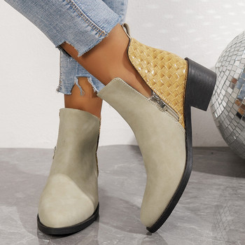 2023 Зимни обувки за жени Дамски боти до глезена със страничен цип Ежедневни дамски обувки с квадратен ток Базови дамски ботуши с нисък ток Горещи разпродажби