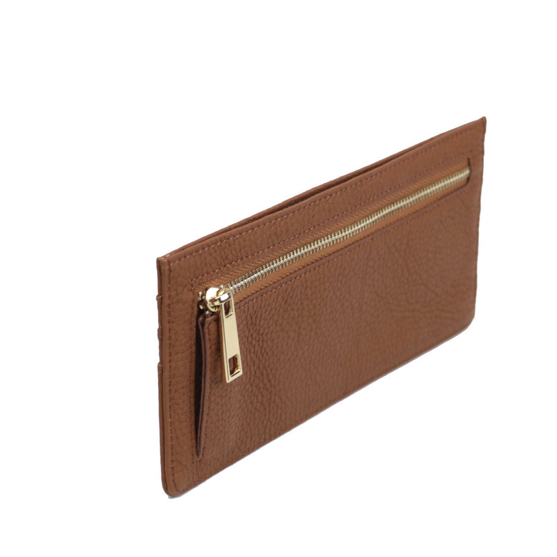 Μονόγραμμα Γράμματα Γυναικείο πορτοφόλι με κάρτα Λεπτό επίπεδο πορτοφόλι Πορτοφόλι με φερμουάρ Εξαιρετικά λεπτό δέρμα Μακρύ πορτοφόλι