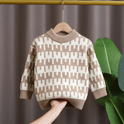 Pulovere pentru băieți Haine de iarnă Fete Copii Moda pentru sugari Copii noi Gât rotund Gros Cald Moale Copii Tricotat Costom