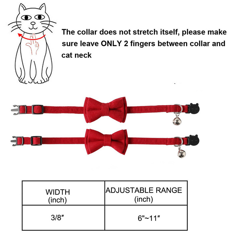Κολάρο γάτας Sucado Χριστουγεννιάτικη πόρπη ασφαλείας για την ημέρα του Αγίου Βαλεντίνου Κόκκινο χαριτωμένο αξεσουάρ καμπάνα με παπιγιόν για ρυθμιζόμενα κατοικίδια γατούλα
