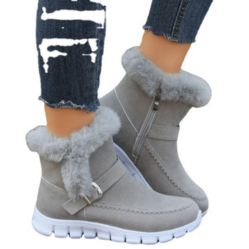 Зимни дамски топли ботуши за сняг Chelsea Ежедневни обувки Нови къси плюшени велурени ботуши с равни обувки Гладиаторски спортни дамски Botas Mujer