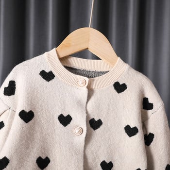 2022 Φθινόπωρο άνοιξη Βρεφικά πουλόβερ για κορίτσια Παιδικά ρούχα Παιδικά Βαμβακερά πλεκτά πουλόβερ Βρεφικά κορίτσια Χαριτωμένα Love Heart πουλόβερ Ζακέτες