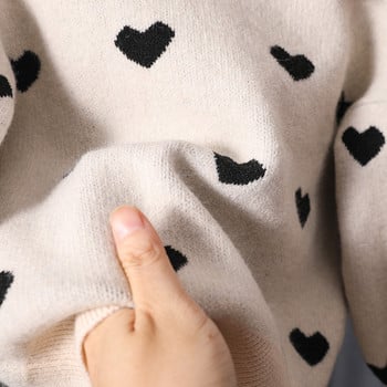 2022 Φθινόπωρο άνοιξη Βρεφικά πουλόβερ για κορίτσια Παιδικά ρούχα Παιδικά Βαμβακερά πλεκτά πουλόβερ Βρεφικά κορίτσια Χαριτωμένα Love Heart πουλόβερ Ζακέτες