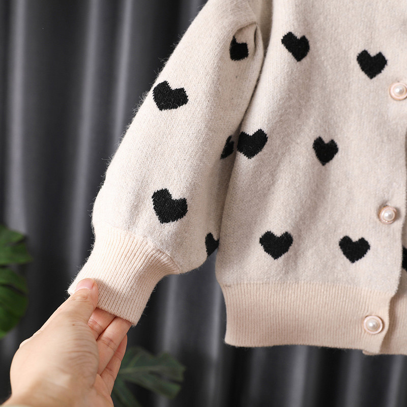 2022. aasta sügisene kevad, tüdrukute kampsunid, riided, laste riided, puuvillased, kootud, kampsunid, tüdrukud, armsad südamega kampsunid, kardiganid