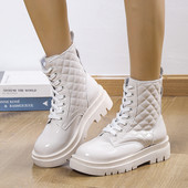 2023 Χειμερινά παπούτσια για γυναικεία κορδόνια Γυναικεία μποτάκια Πλατφόρμας Πλατφόρμα Γυναικεία παπούτσια με τετράγωνο τακούνι Γυναικεία παπούτσια Hot sale Γυναικεία μποτάκια