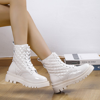 2023 Зимни обувки за жени Дамски ботуши с връзки Платформа Дамски обувки с квадратен ток Модни дамски ботуши с горещи разпродажби