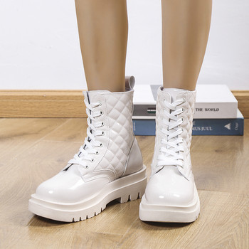 2023 Зимни обувки за жени Дамски ботуши с връзки Платформа Дамски обувки с квадратен ток Модни дамски ботуши с горещи разпродажби