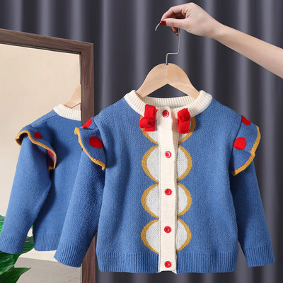 Pulover Albastru pentru Fata Toamna Iarna Pulover tricotat Cardigan Albă ca Zăpada Fete Jachetă Cardigan Manta Bumbac Pulover Copii