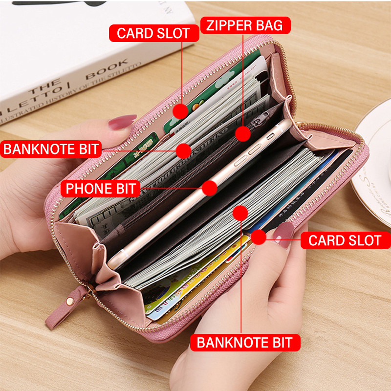 Uus mood naiste siduriga Portefeuille rahakott, suure mahutavusega rahakott, pikk lühike münditasku PU-nahast naiste disainrahakotid