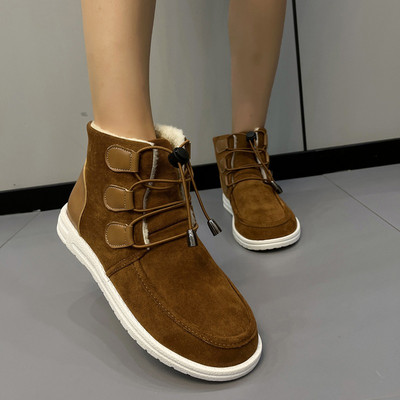 2023 Pantofi de iarnă pentru femei Botine de damă cu șireturi în față Plate cu pantofi de damă ocazional Cizme de damă ușoare și calde cu toc scăzut