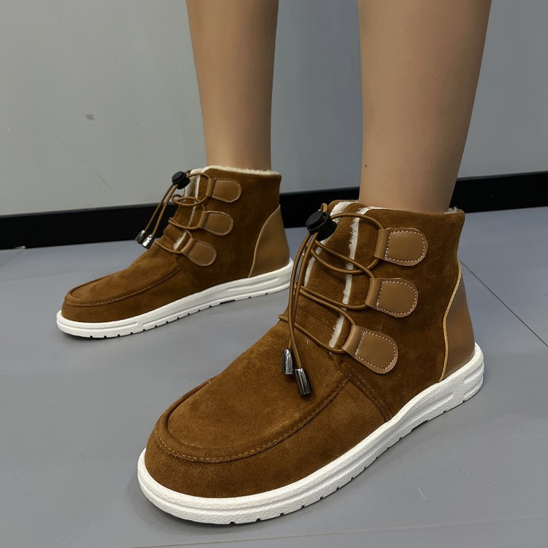 2023 Pantofi de iarnă pentru femei Botine de damă cu șireturi în față Plate cu pantofi de damă ocazional Cizme de damă ușoare și calde cu toc scăzut