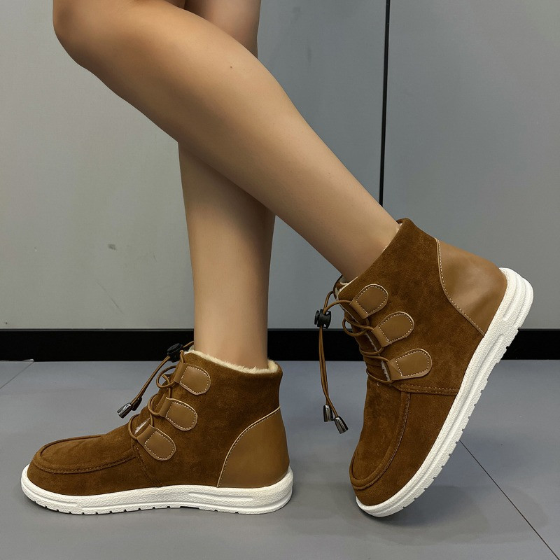 2023 Pantofi de iarnă pentru femei Botine de damă cu șireturi în față Plate cu pantofi de damă ocazional Cizme de damă ușoare și calde cu toc scăzut