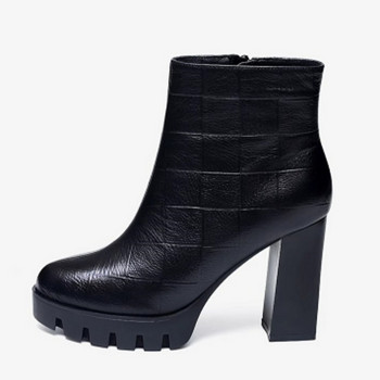 Модни дамски обувки за 2023 г. Дамски ботуши със страничен цип Ретро боти до глезена Дамски обувки с остър връх Платформа с голям ток Супер високи дамски обувки