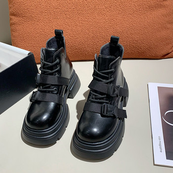 2023 Горещи разпродажби Дамски обувки Дамски ботуши с кръстосани връзки Модни ежедневни ботуши с катарама за колан Дамски висококачествени ботуши с кръгли пръсти