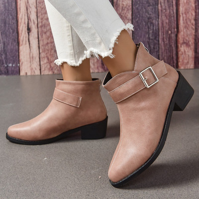 Γυναικεία παπούτσια 2023 Γυναικεία παπούτσια με αγκράφα με ολισθηρή ζώνη Γυναικείες μπότες με τετράγωνο τακούνι Γυναικεία παπούτσια Med Heel Γυναικείες μπότες
