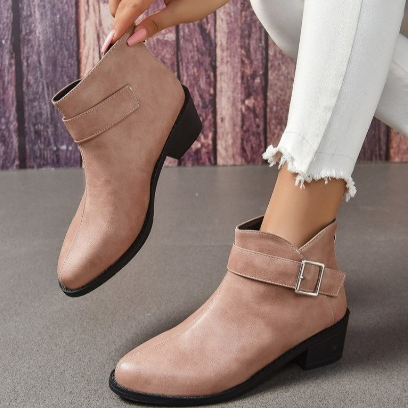 Γυναικεία παπούτσια 2023 Γυναικεία παπούτσια με αγκράφα με ολισθηρή ζώνη Γυναικείες μπότες με τετράγωνο τακούνι Γυναικεία παπούτσια Med Heel Γυναικείες μπότες