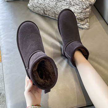 2023 Зимни топли обувки за жени Дамски ботуши с приплъзване Плоски с ежедневни дамски обувки Големи размери Основни дамски ботуши за сняг