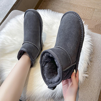 2023 Зимни топли обувки за жени Дамски ботуши с приплъзване Плоски с ежедневни дамски обувки Големи размери Основни дамски ботуши за сняг