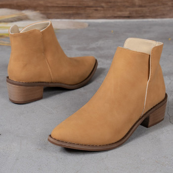 2023 Зимни обувки за жени Дамски ботуши с приплъзване Ежедневни дамски обувки с квадратен ток Основни дамски ботуши с голям размер на нисък ток