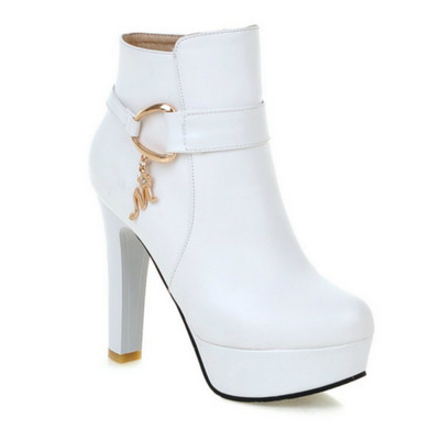 Κομψές κοντές μπότες Φθινοπωρινά χειμερινά παπούτσια Γυναικεία μποτάκια Πλατφόρμα Γλυκό μαύρο λευκό ροζ πάρτι με τακούνι Γυναικεία παπούτσια χορού