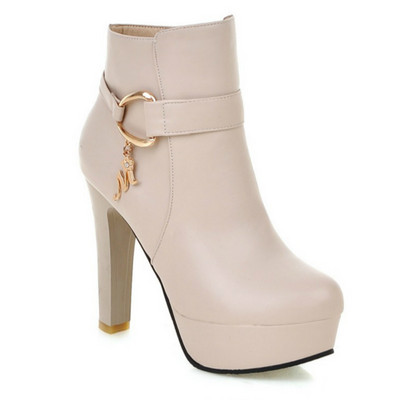 Κομψές κοντές μπότες Φθινοπωρινά χειμερινά παπούτσια Γυναικεία μποτάκια Πλατφόρμα Γλυκό μαύρο λευκό ροζ πάρτι με τακούνι Γυναικεία παπούτσια χορού