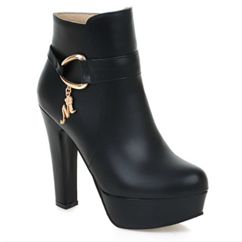 Κομψές κοντές μπότες Φθινοπωρινά χειμερινά παπούτσια Γυναικεία μποτάκια Πλατφόρμα Γλυκό μαύρο λευκό ροζ πάρτι με τακούνι Γυναικεία παπούτσια χορού