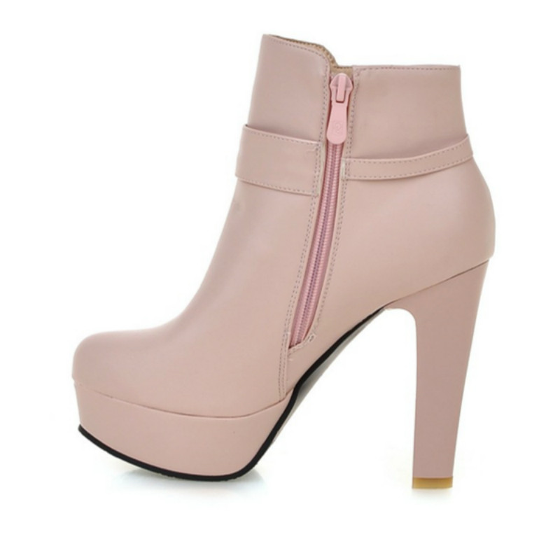 Κομψές κοντές μπότες Φθινοπωρινά χειμερινά παπούτσια Γυναικεία μποτάκια Πλατφόρμα Γλυκό μαύρο λευκό ροζ πάρτι με τακούνι Γυναικεία παπούτσια χορού