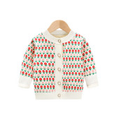 Toddler Παιδικό πουλόβερ Ζακέτα για κορίτσια με μακρυμάνικο λαιμόκοψη λουλουδάτο στάμπα φθινοπώρου και χειμώνα Παιδικά λουλούδια ζακάρ πλεκτά παλτό