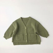 Παιδική πλεκτή ζακέτα πουλόβερ πουλόβερ με λαιμόκοψη V με τσέπες Vintage στριφτό μωρό αγόρι χειμερινό πουλόβερ μασίφ Πλεκτό