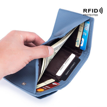  RFID къси портфейли Първи слой държач за карти от  кожа Малка чанта за съхранение на монети Чанта с щипка за мъже, жени